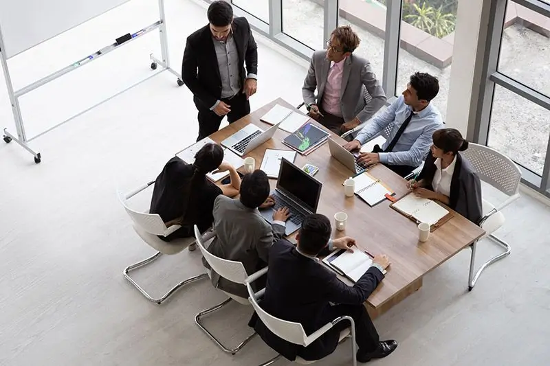 Team meeting around a conference table